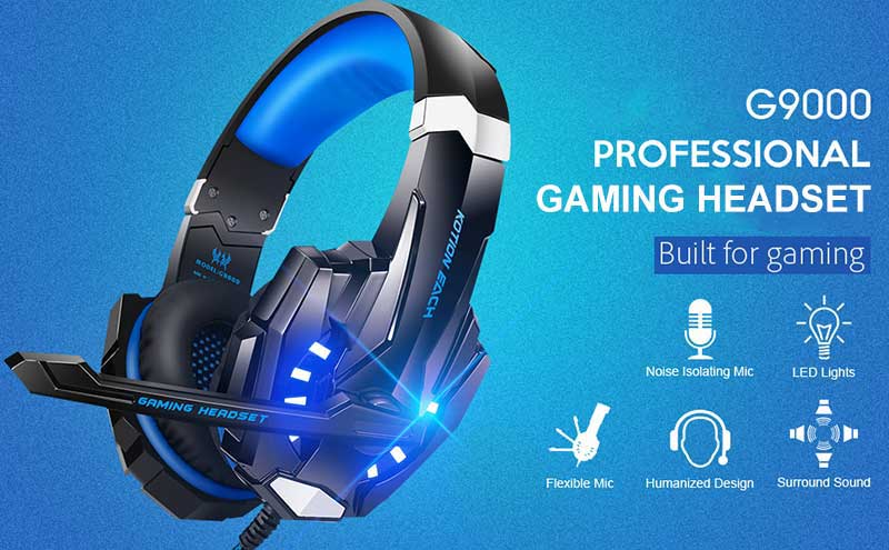 G9000 Stereo Gaming Headset for PS4 PC Xbox One PS5 Controller, Noise Cancelling Over Ear Headphones with Mic, LED Light, Bass Surround, Soft Memory Earmuffs | astrosoar.com